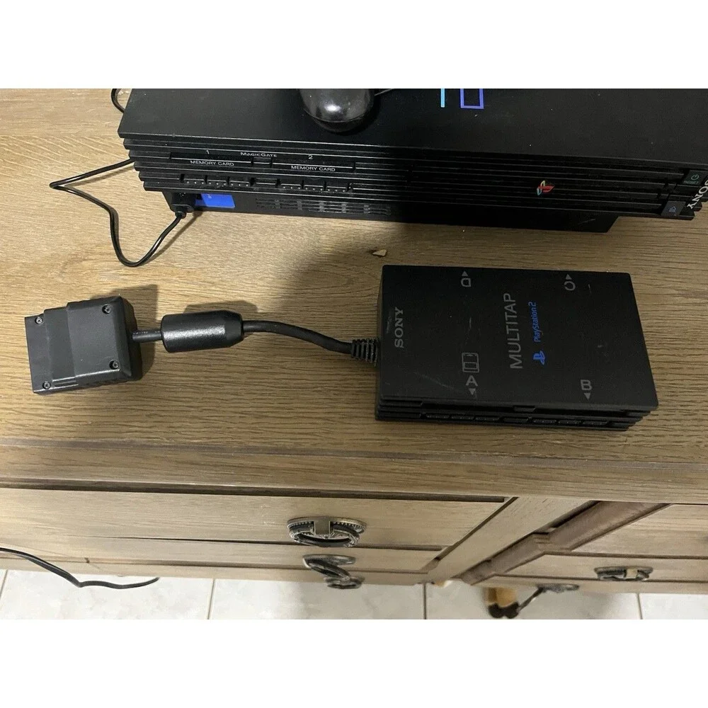 Sony PS2 Fat Console Bundle Lot WORKING W/ HDMI Adapter MultiTap 3 Games Control